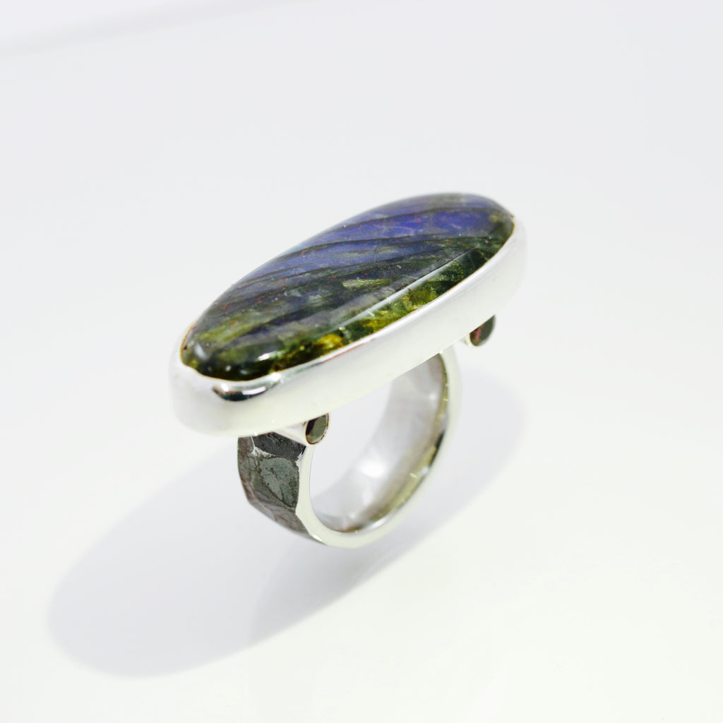 Labradorite Ring with 4 Rhodolite Garnets