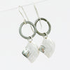 Small Hoop Earrings with Sterling Silver Square