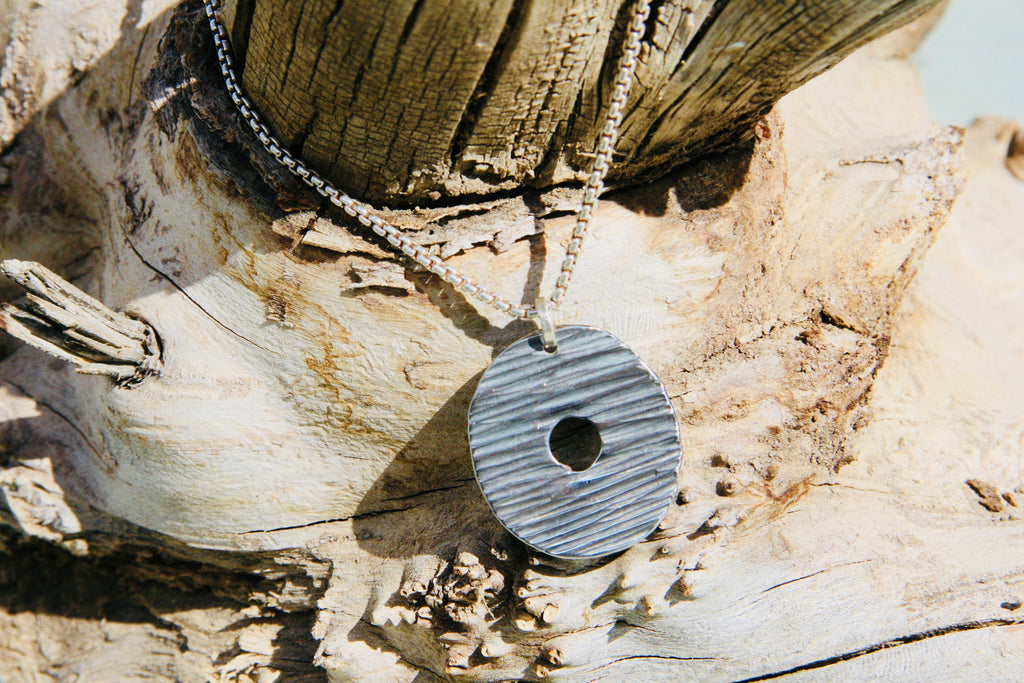 Forged Disc Pendant Necklace
