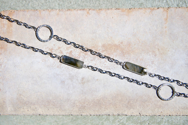 Circle Connectors Necklace with Labradorite