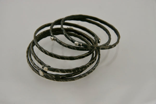 Bangle Bracelets with Silver Rivet