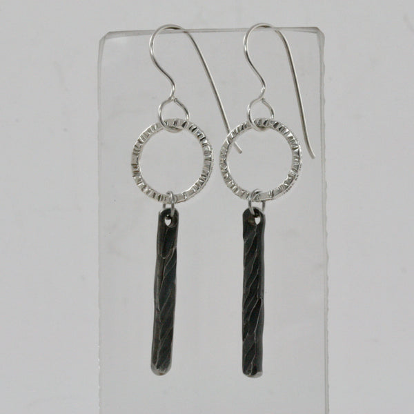 Sterling Silver Circle Earrings with Stainless Steel Bar