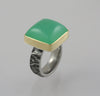 18K Gold and Stainless Steel Chrysoprase Ring